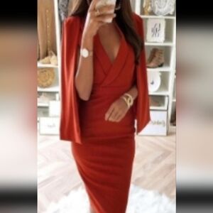 Burnt Orange Cape Midi dress New size small